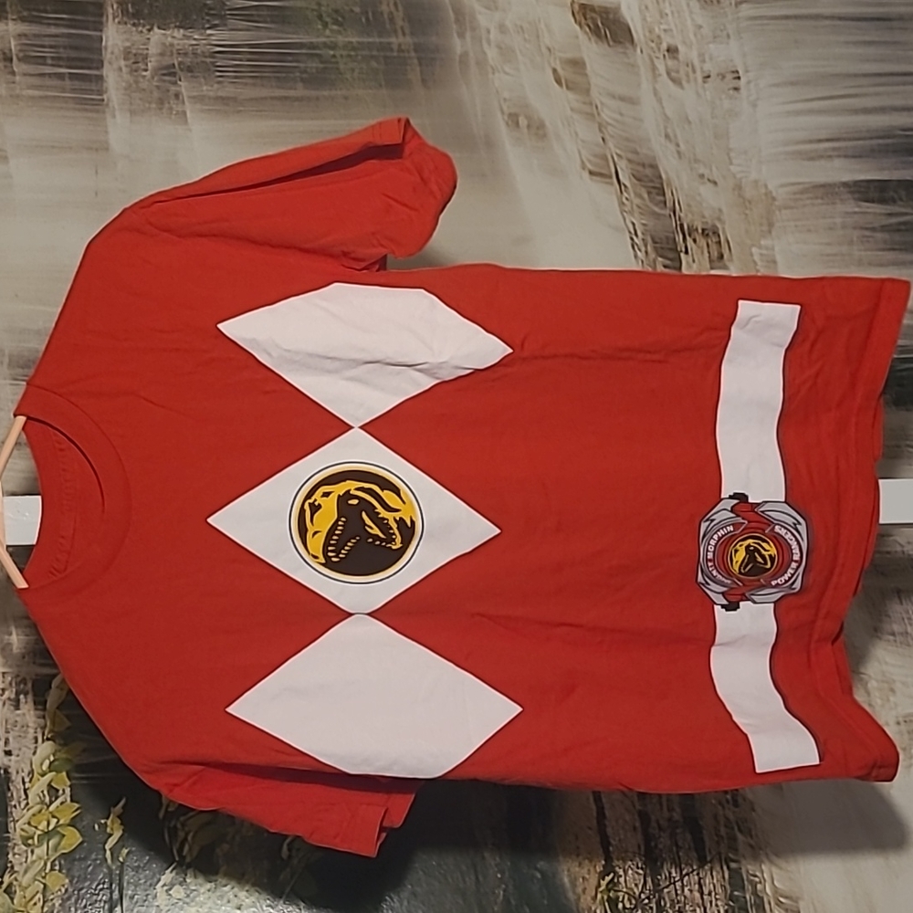 Mighty Morphin Power Rangers Adult Medium red short sleeve graphic Tshirt